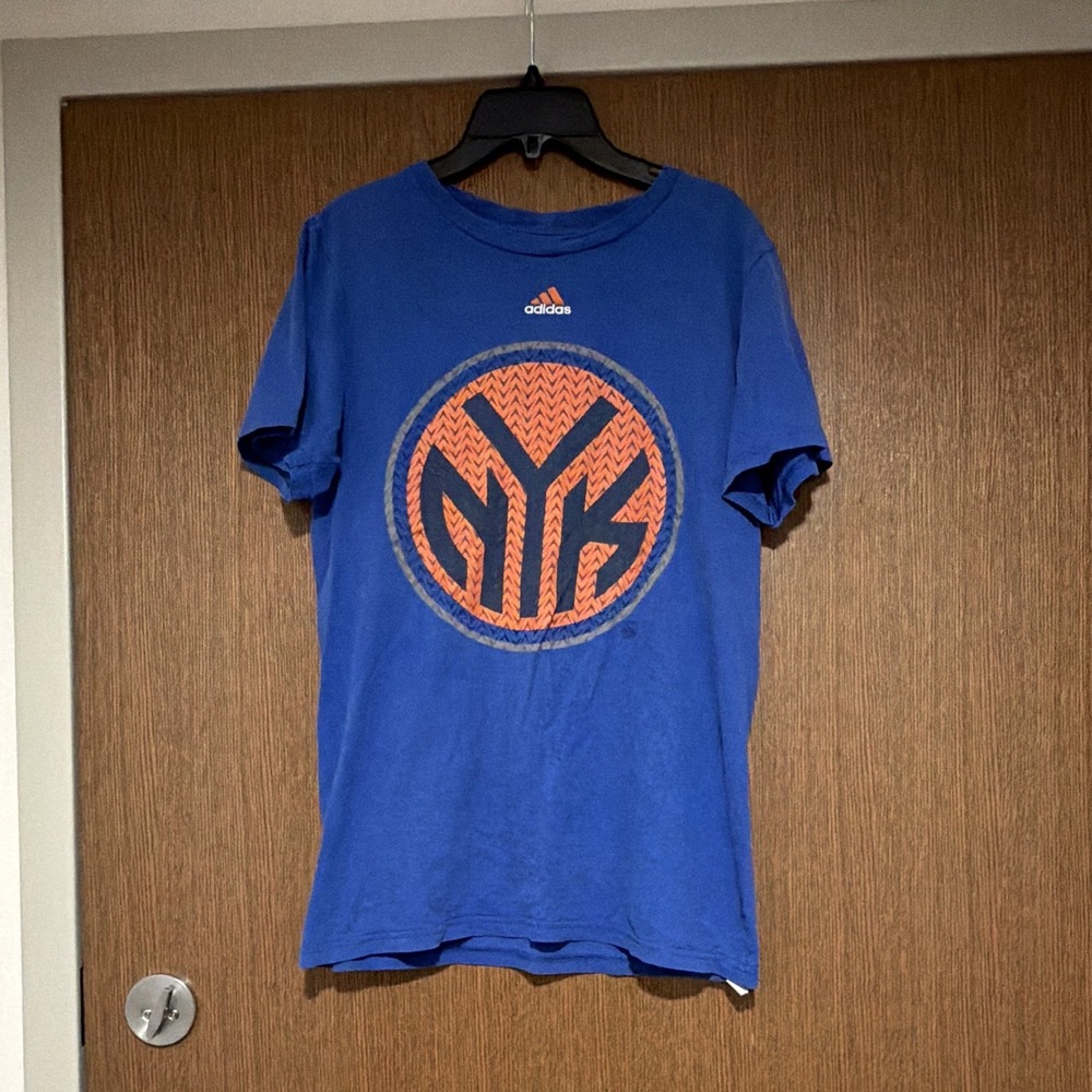 adidas New York Knicks NBA Logo T-Shirt Blue/Orange Adult Size S